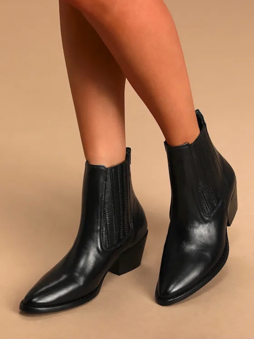 Lulus Pedro Black Leather Pointed-Toe Ankle Boots